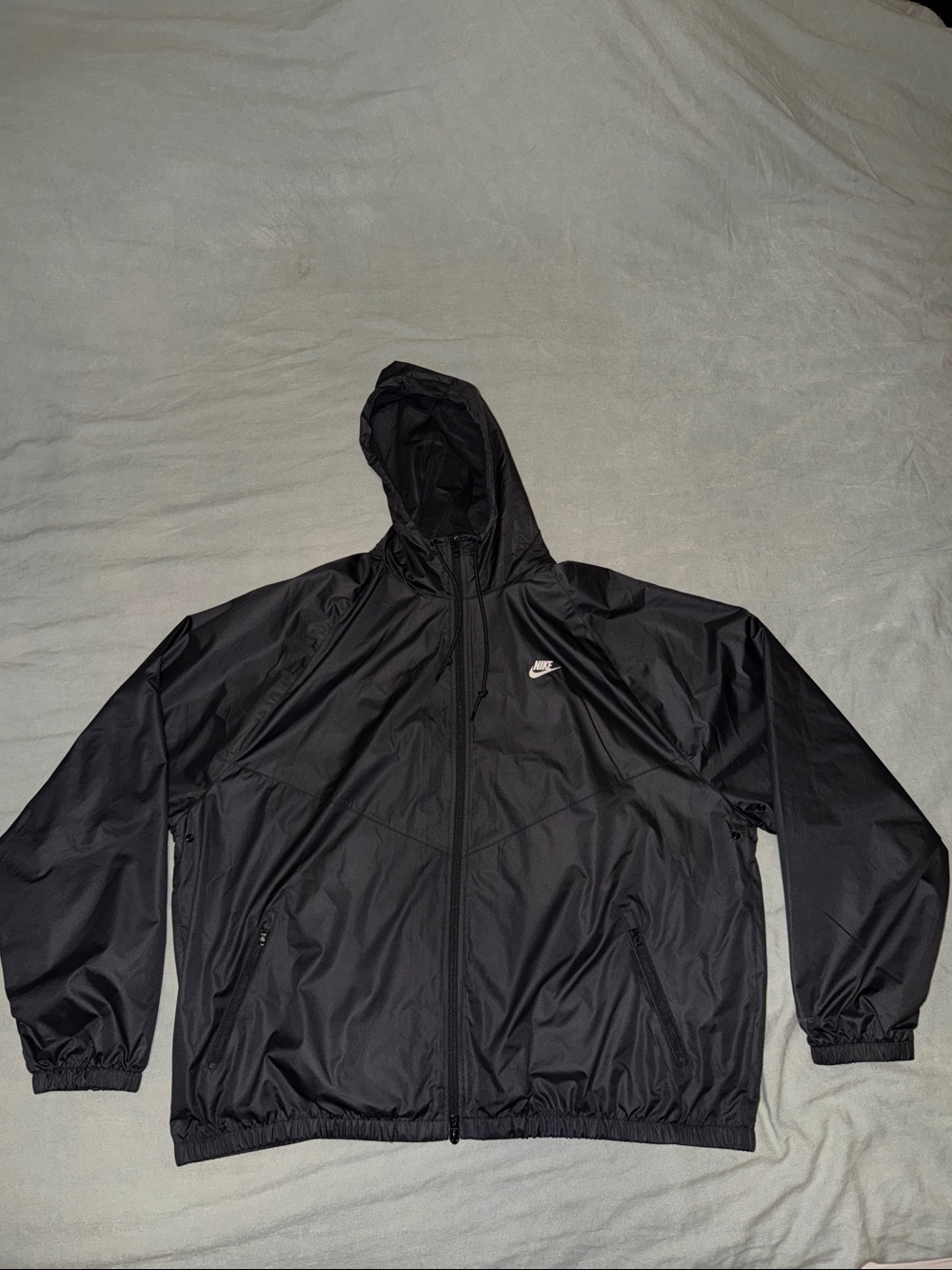 Nike Black Hooded Windbreaker with Subtle White Swoosh